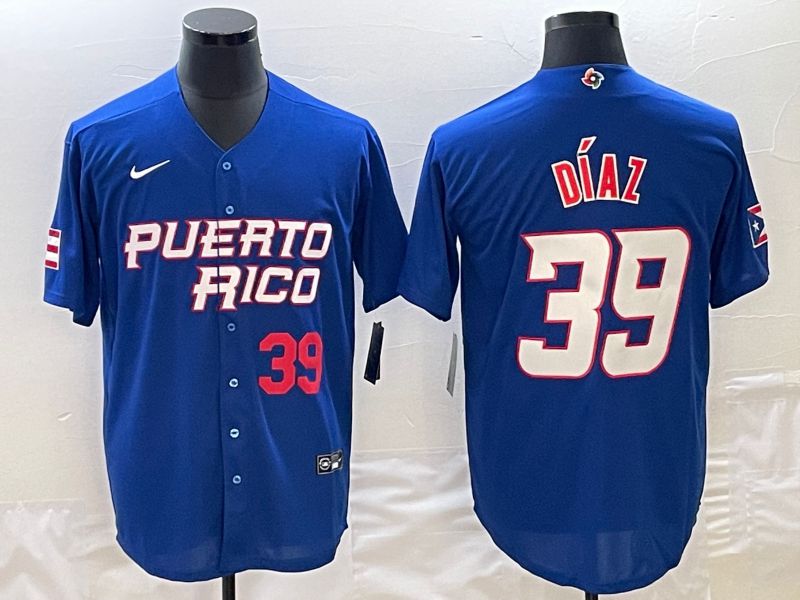 Men 2023 World Cub Puerto Rico #39 Diaz Blue Nike MLB Jersey8->more jerseys->MLB Jersey